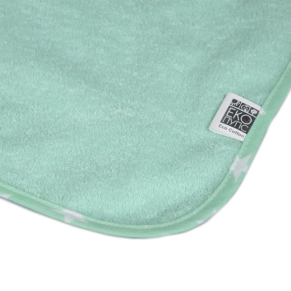 Многоразовая непромокаемая пеленка Эко Пупс Eco Cotton Звезды, 70х50 см, мятный - фото 3