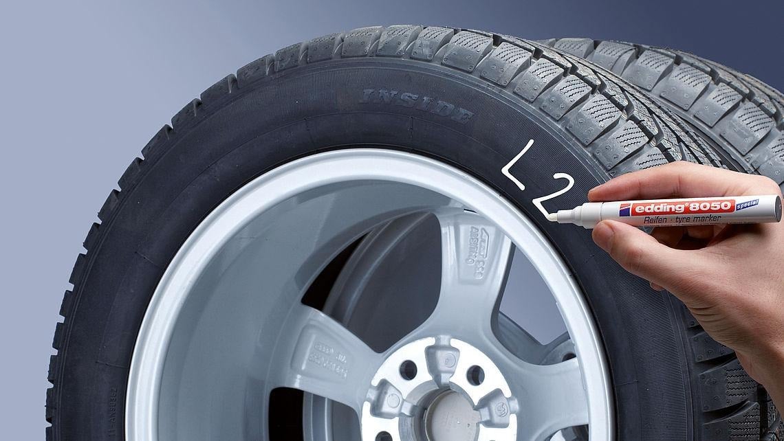 Маркер Edding Tyre для маркування гумових поверхонь 2-4 мм білий (e-8050) - фото 2