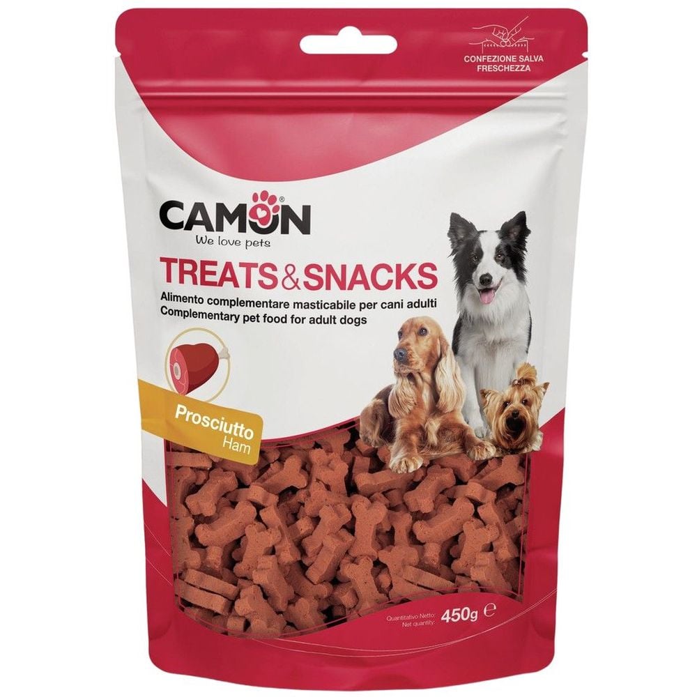 Ласощі для собак Camon Treats & Snacks Кісточки з шинкою, 450 г - фото 1