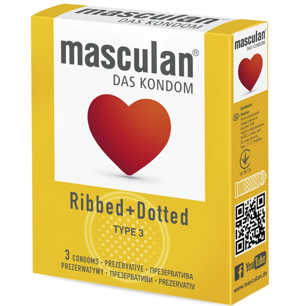 Презервативи Masculan Ribbed+Dotted Тип 3 з кільцями і пухирцями 3 шт. - фото 1