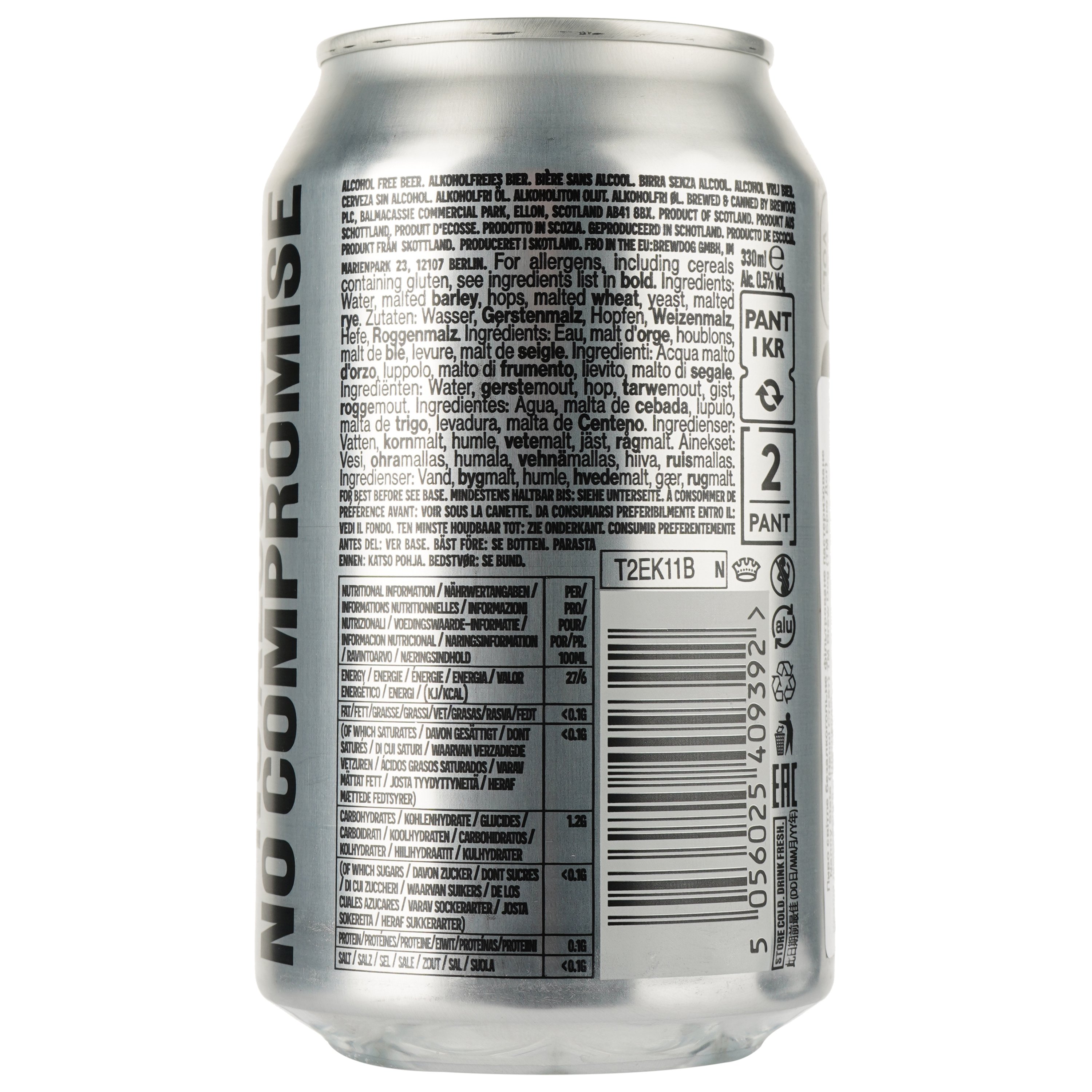 Пиво безалкогольное BrewDog Nanny State, светлое, 0,5%, ж/б, 0,33 л (830461) - фото 2