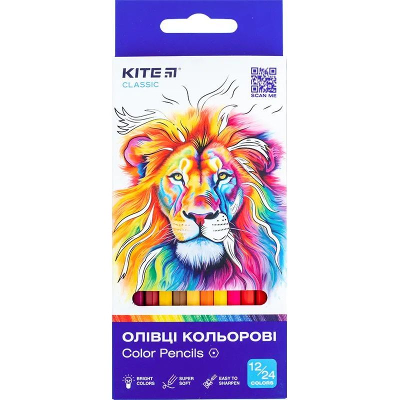 Олівці кольорові Kite Classic двосторонні 12 шт. (K-054) - фото 1