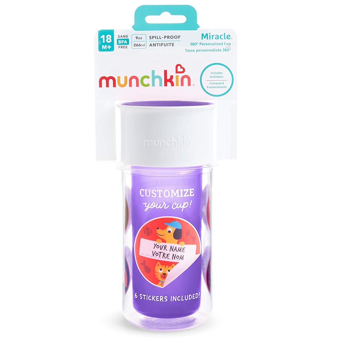 Поїльник непроливайка Munchkin Miracle 360 Insulated Sticker, 266 мл, фіолетовий (17407.04) - фото 7