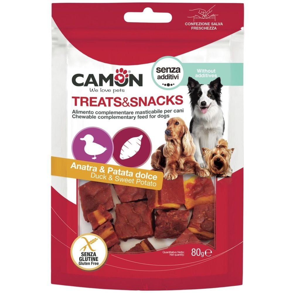 Лакомство для собак Camon Treats & Snacks Квадратики с уткой и бататом 80 г - фото 1