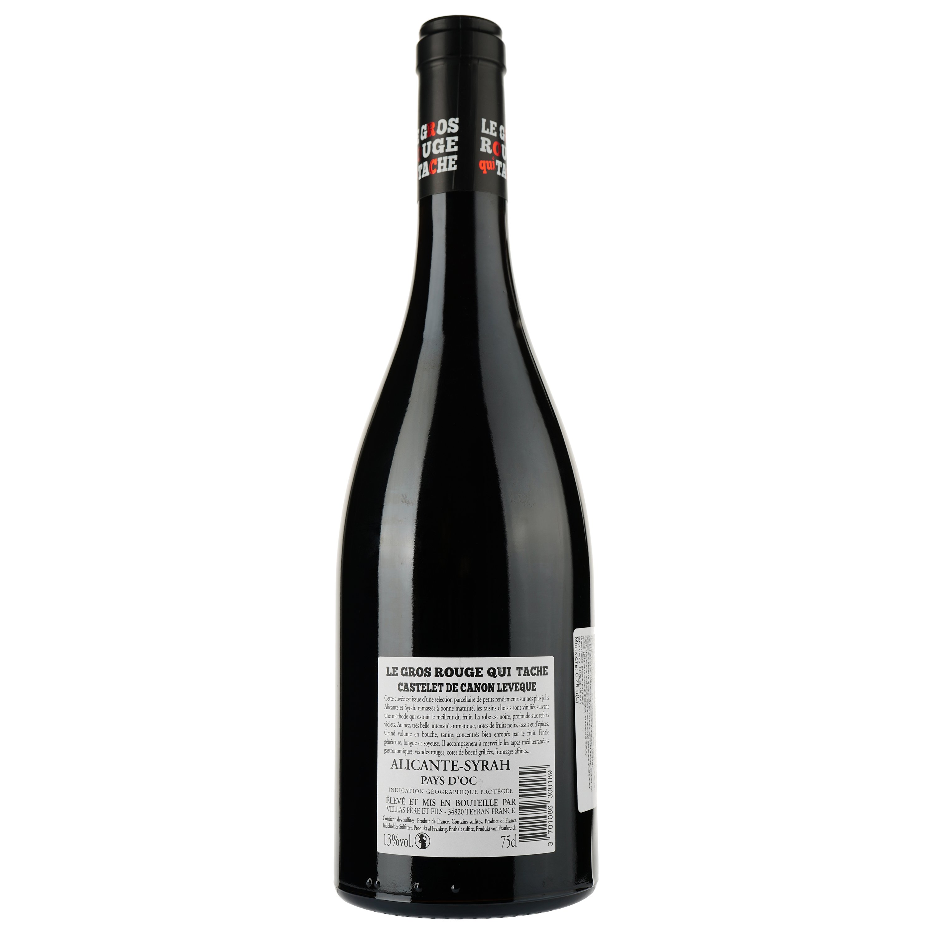 Вино Le Gros Rouge Qui Tache Castelet De Canon Leveque 2021 IGP Pays D'Oc, червоне, сухе, 0,75 л - фото 2