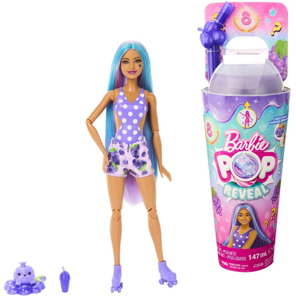 Кукла Barbie Pop Reveal Fruit Series Виноградная содовая (HNW44) - фото 1