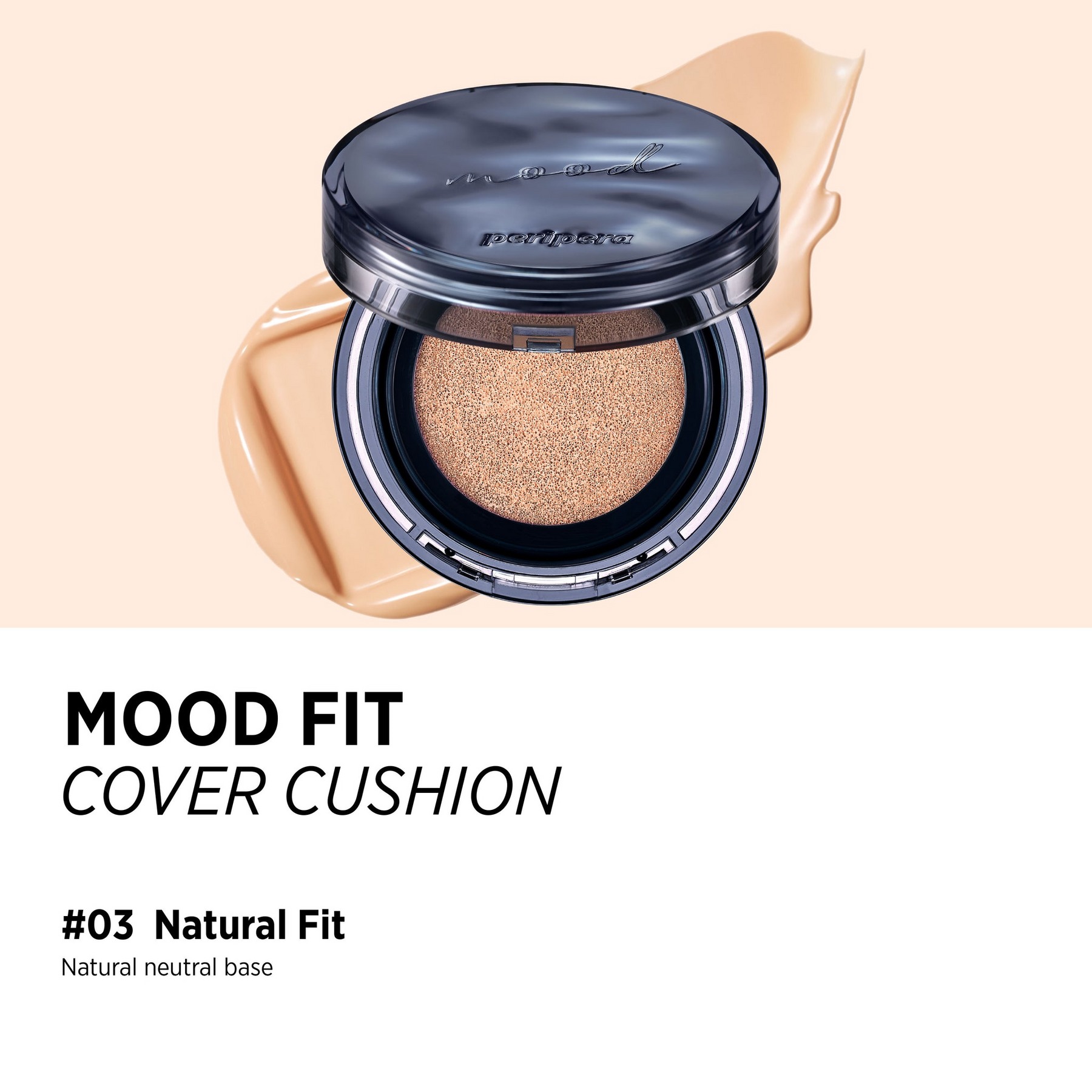 Тональный кушон Peripera Mood Fit Cover Cushion 03 Natural Fit SPF50+ PA++++ с идеальным финишем 13 г - фото 2