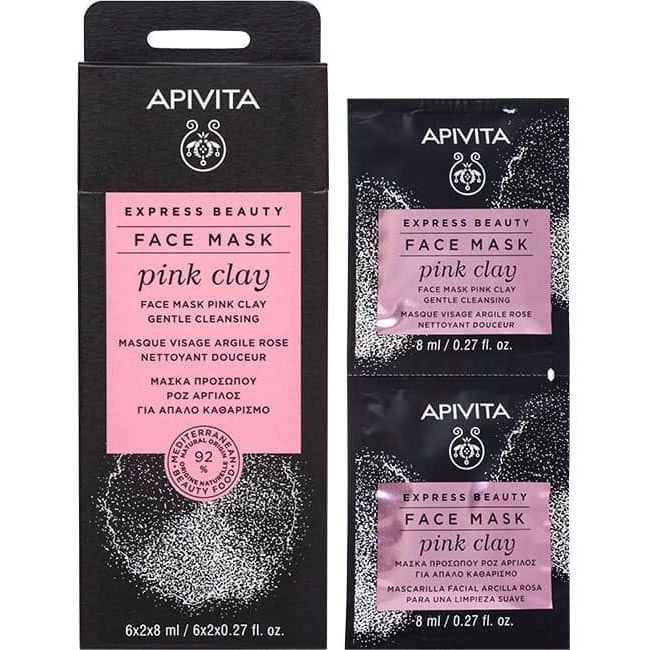 Маска для лица Apivita Express Beauty Мягкое очищение, с розовой глиной, 2 шт. по 8 мл - фото 1