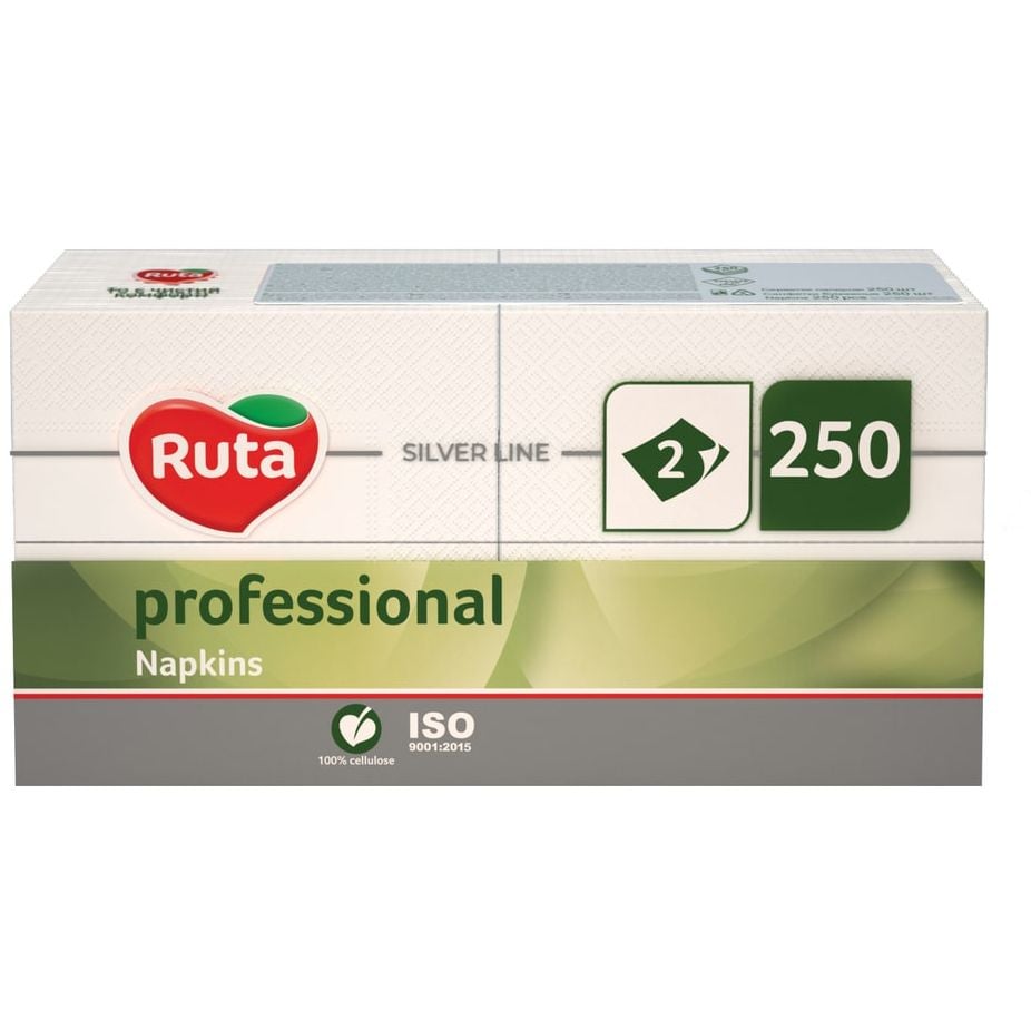 Серветки Ruta Professional, двошарові, 32,5х32,5 см, 250 шт., білі - фото 1