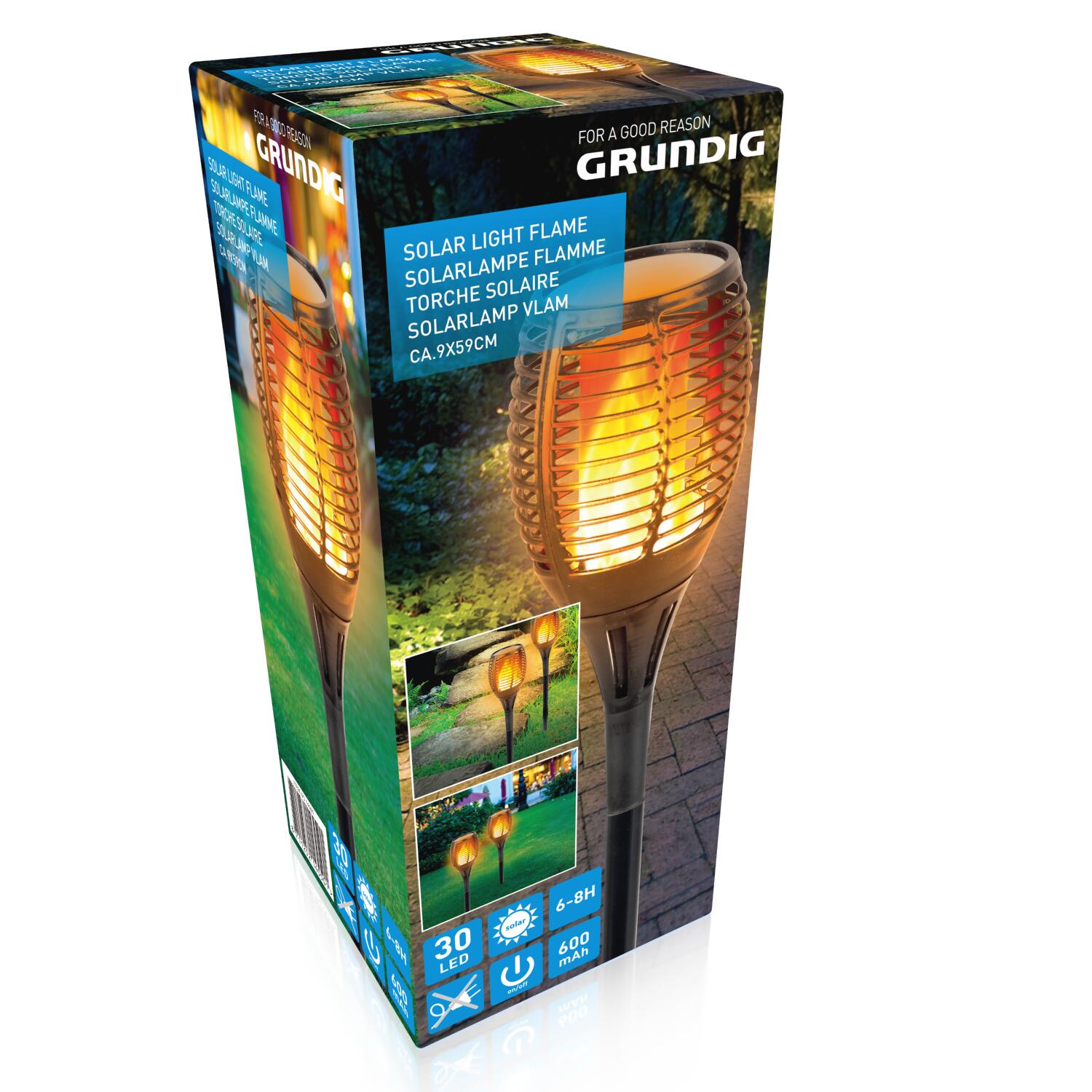 Садовый светильник Grundig Пламя на солнечной батарее 9x59 см в ассортименте - фото 5