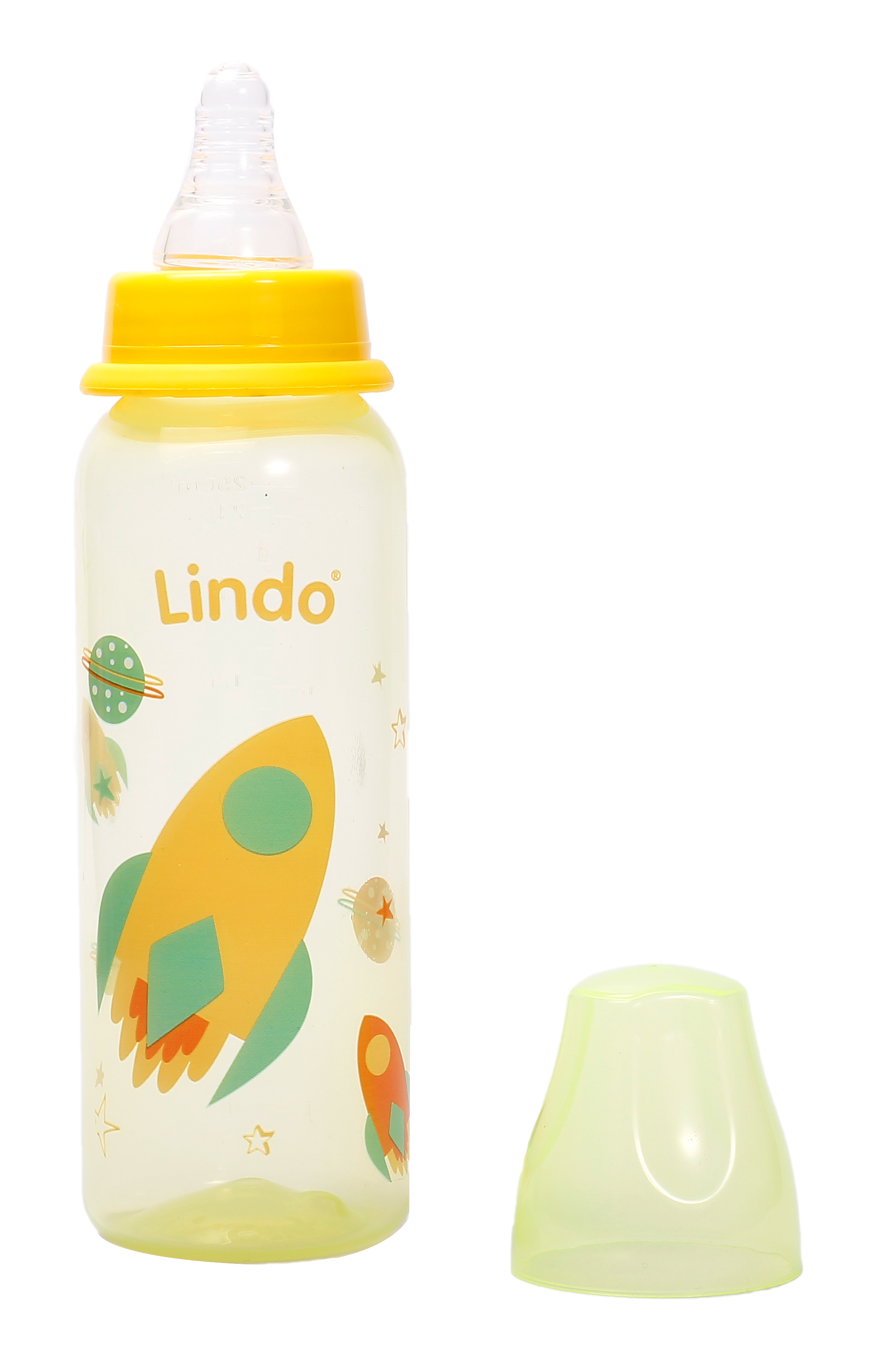 Пляшечка для годування Lindo, з силіконовою соскою, 250 мл, жовтый (Li 138 жел) - фото 2