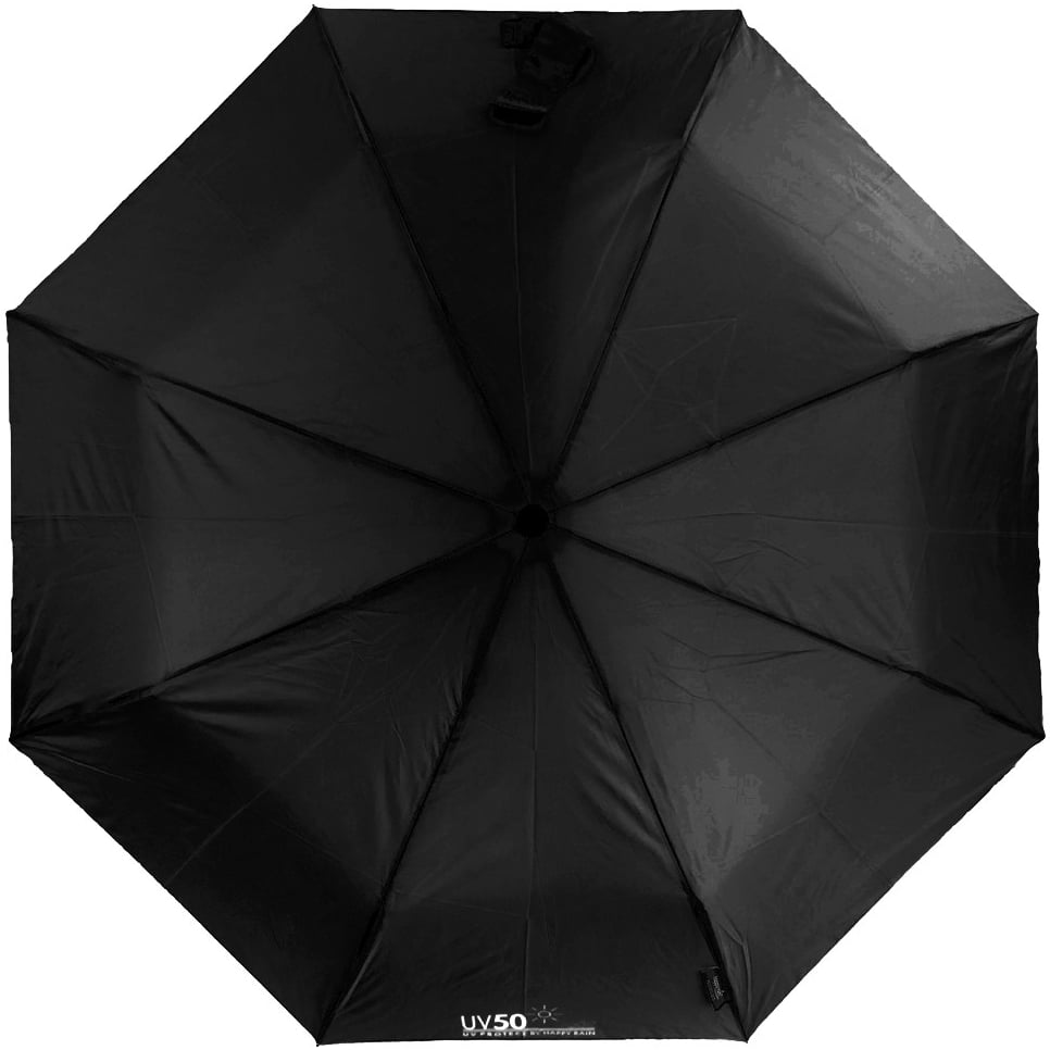 Жіноча складана парасолька напівавтомат Happy Rain 95 см чорна - фото 1
