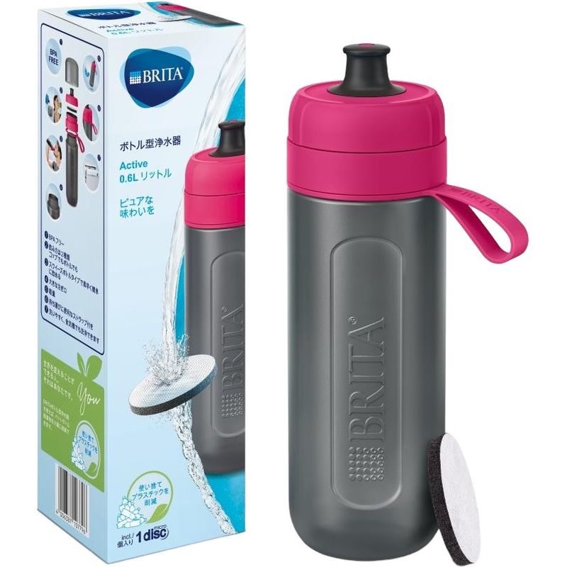 Пляшка для води з фільтром Brita Active рожева 600 мл (1020337) - фото 1