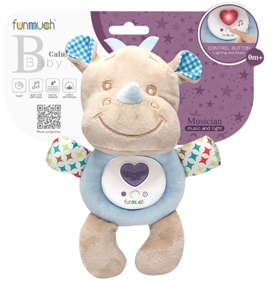 М'яка іграшка Funmuch Baby Носоріг, зі світловими та музичними ефектами (FM888-3) - фото 3