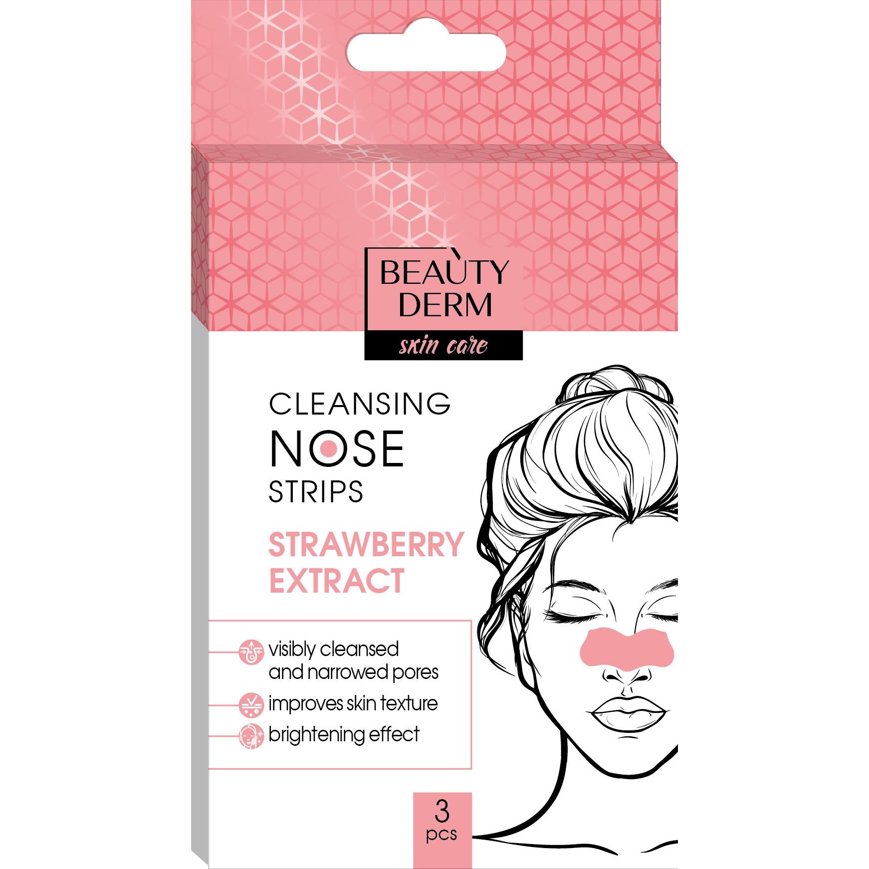Очищуючі смужки для носу Beauty Derm з екстрактом полуниці 3 шт. - фото 1