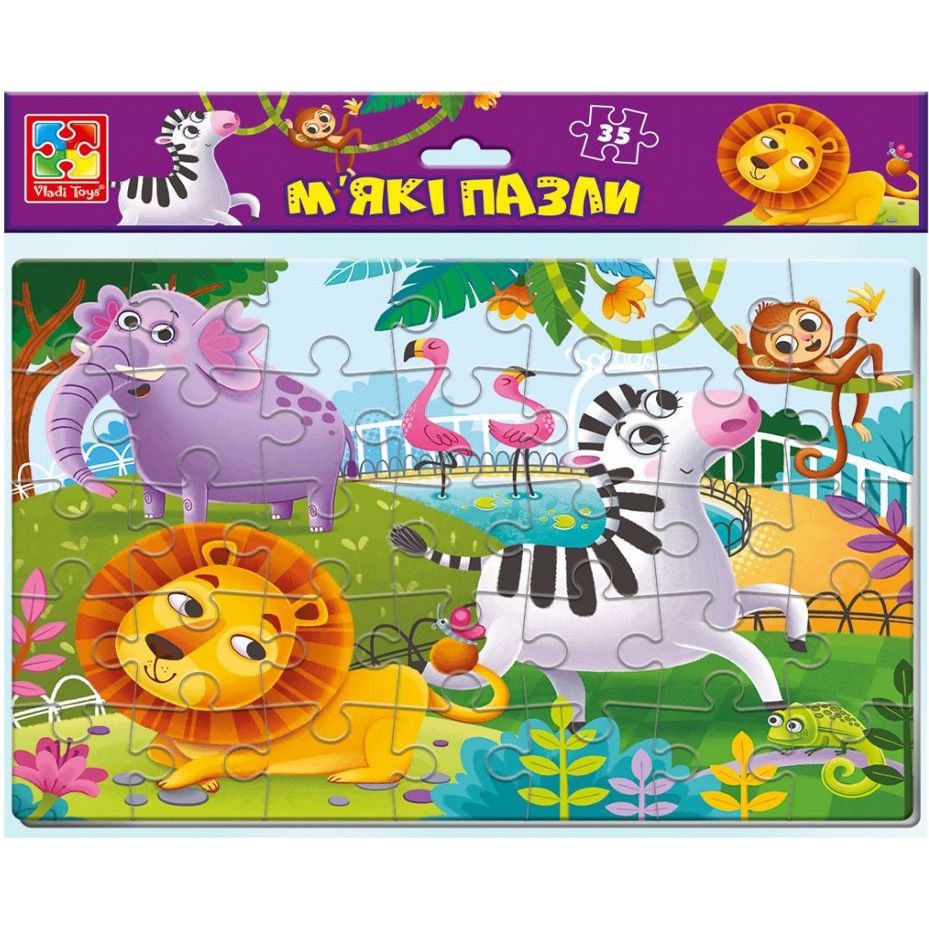 Пазлы мягкие Vladi Toys Зоопарк 35 элементов VT1102-33 - фото 1