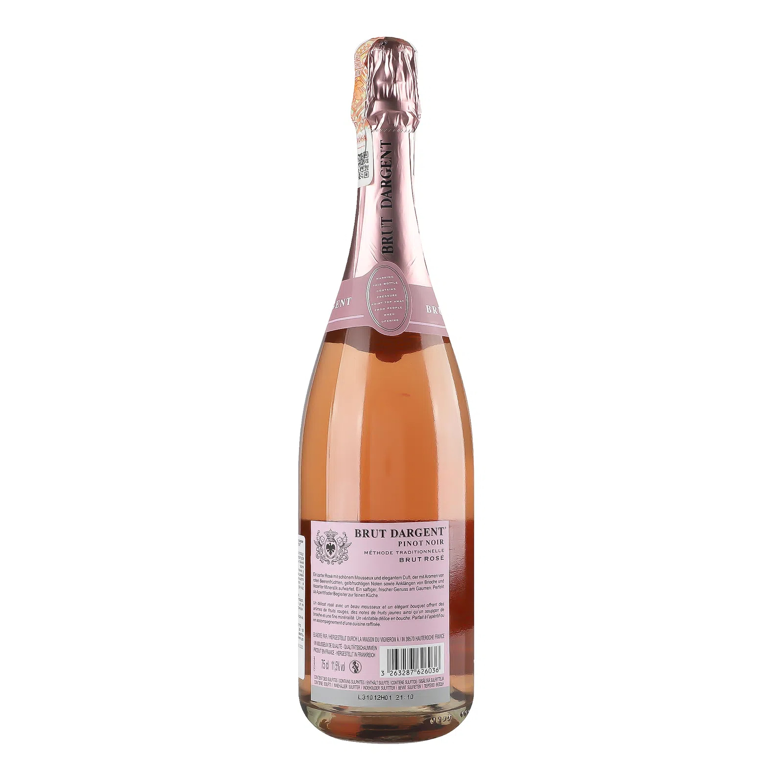 Вино игристое Brut Dargent Pinot Noir розовое брют 0.75 л - фото 2