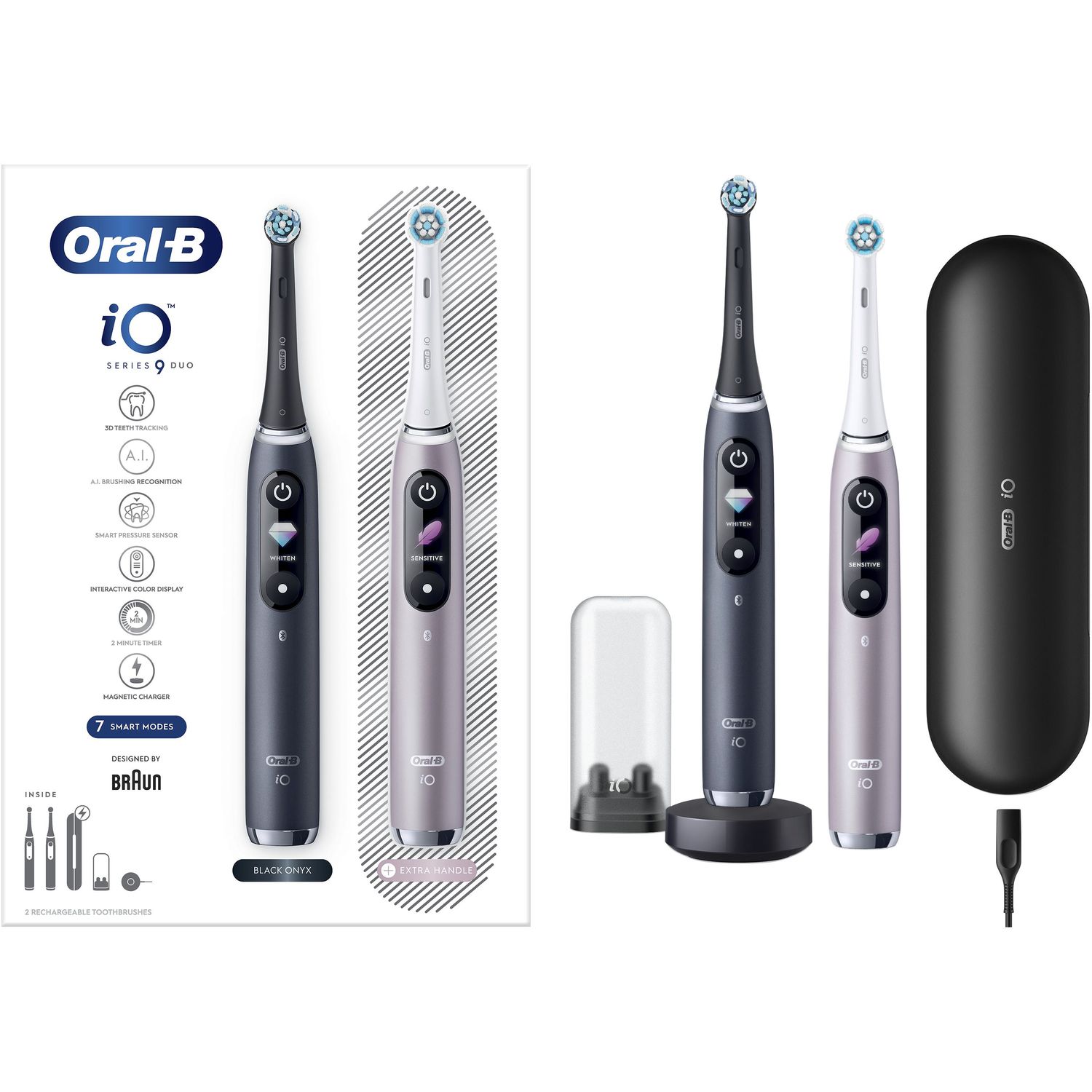 Электрическая зубная щетка Oral-B iO Series 9 Duo iOM9d.2J2.2AD 3758+дополнительная ручка Black - фото 1