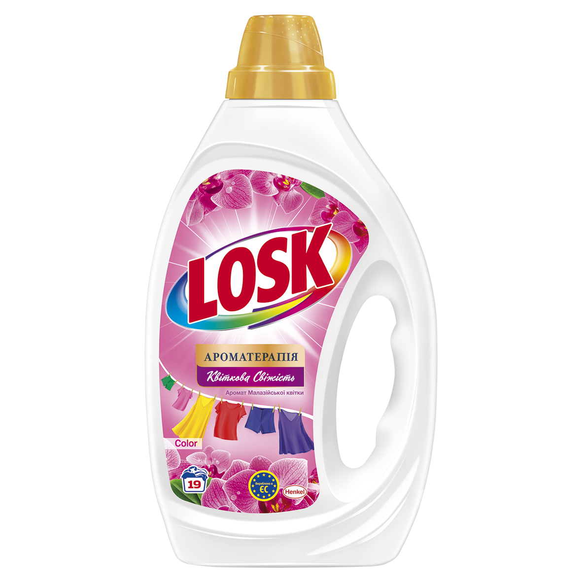 Гель для прання Losk Колор Ароматерапія масла та аромат Малазійської квітки, 855 мл - фото 1