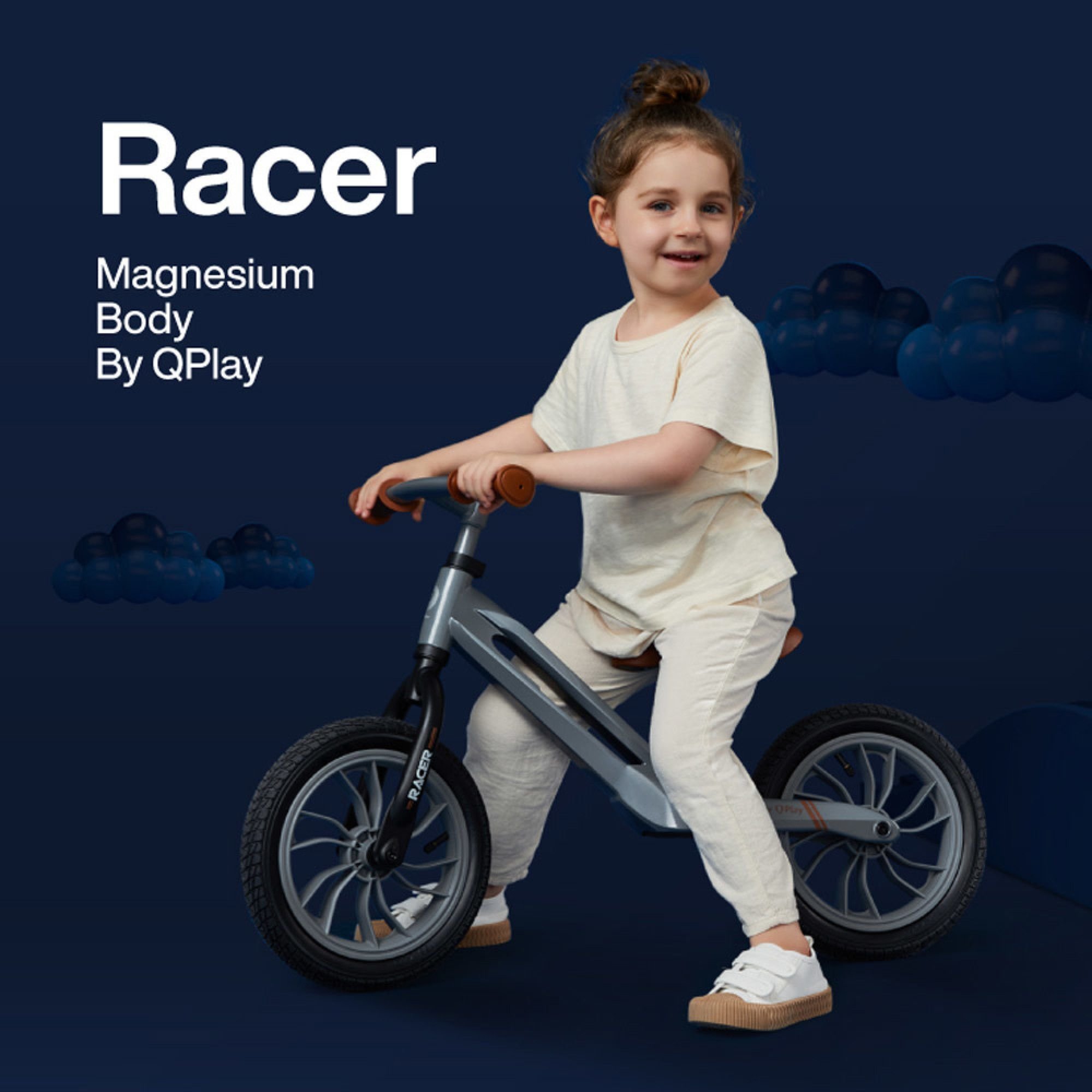 Біговел дитячий Qplay Racer Grey із надувними колесами (B-300Grey) - фото 3
