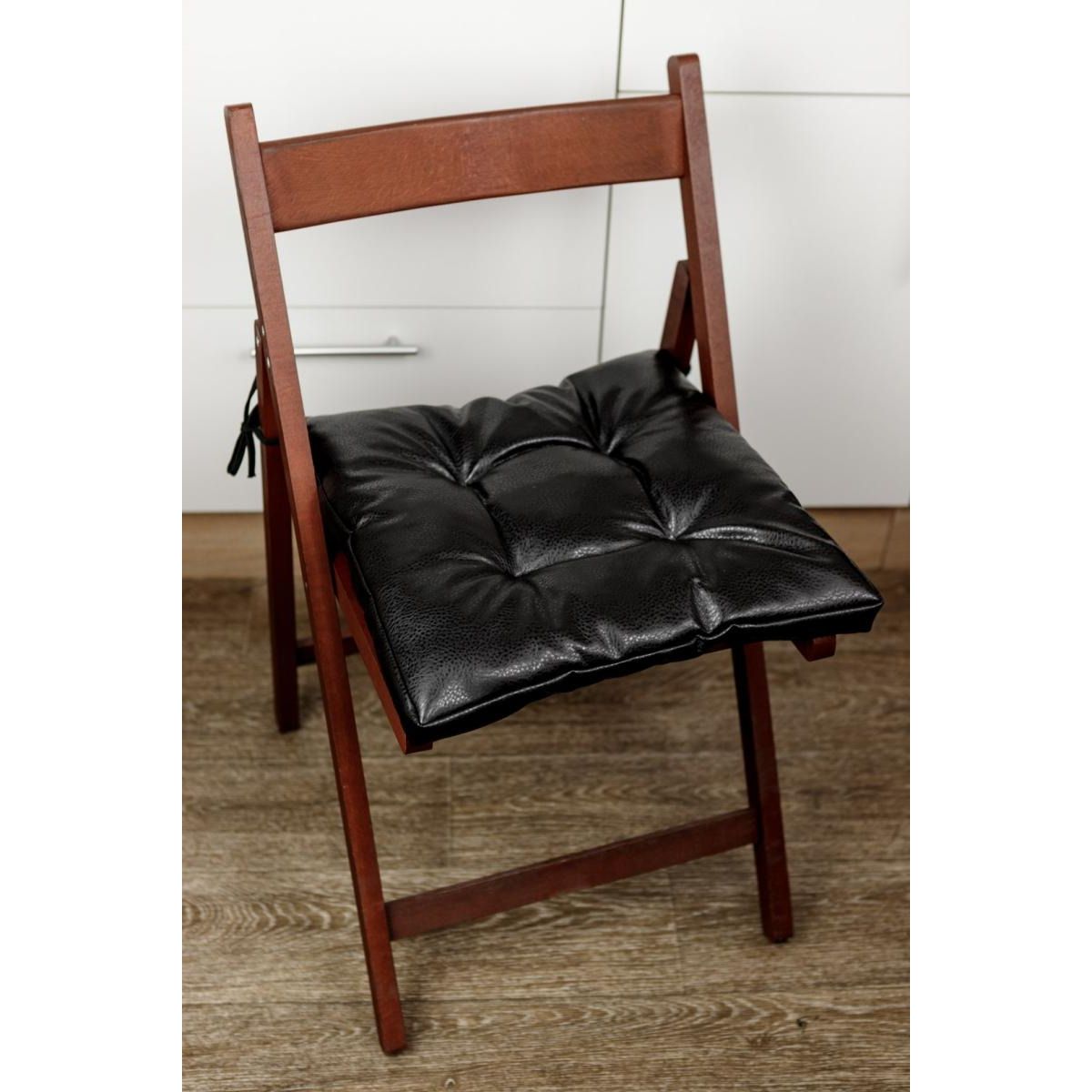 Подушка на стул Прованс из экокожи 40х40 см черная (34075) - фото 5