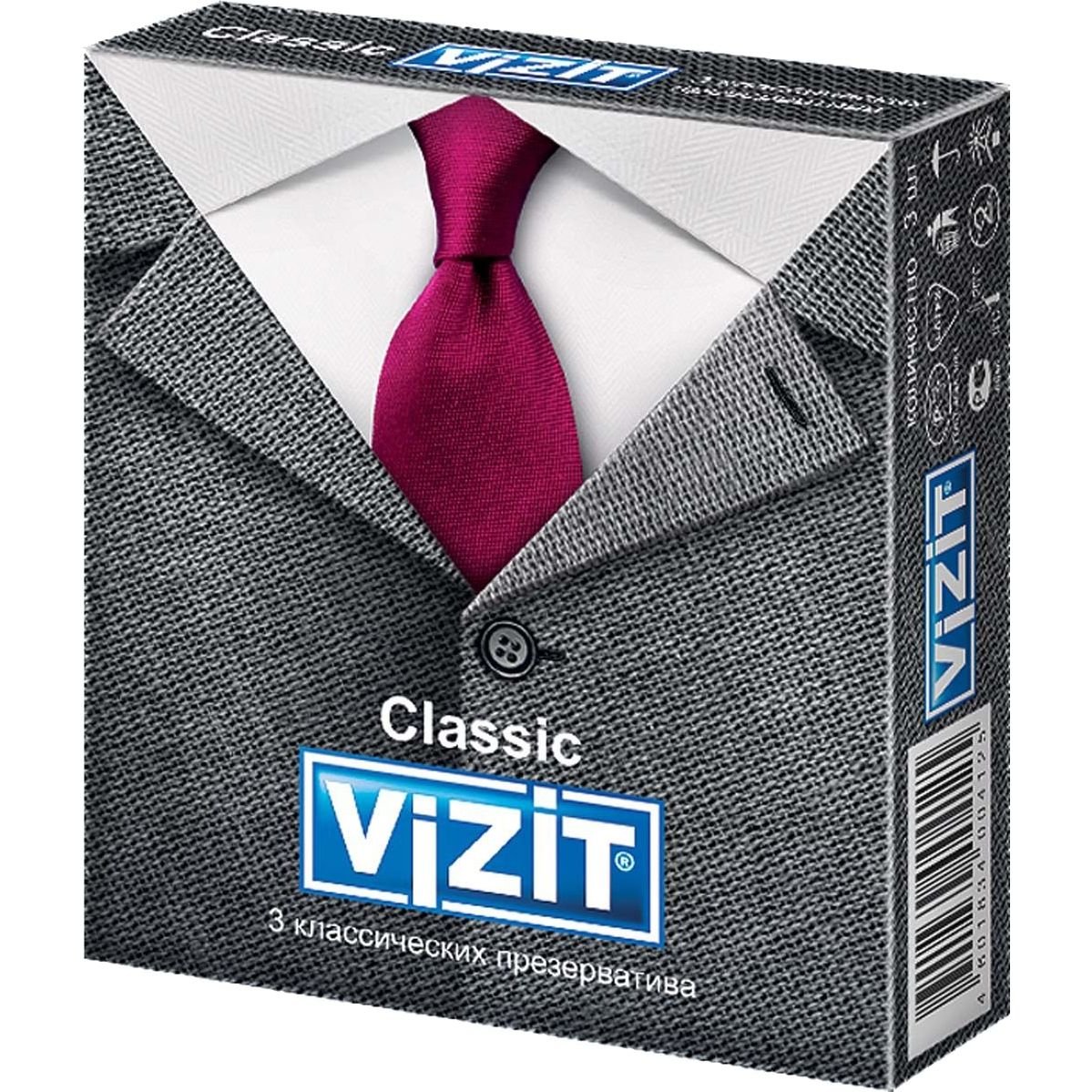 Презервативи латексні Vizit Classic, класичні 3 шт. - фото 1