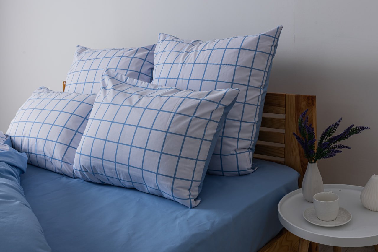 Комплект постельного белья ТЕП Happy Sleep Blue Check семейный голубой с белым (2-03797_25208) - фото 3