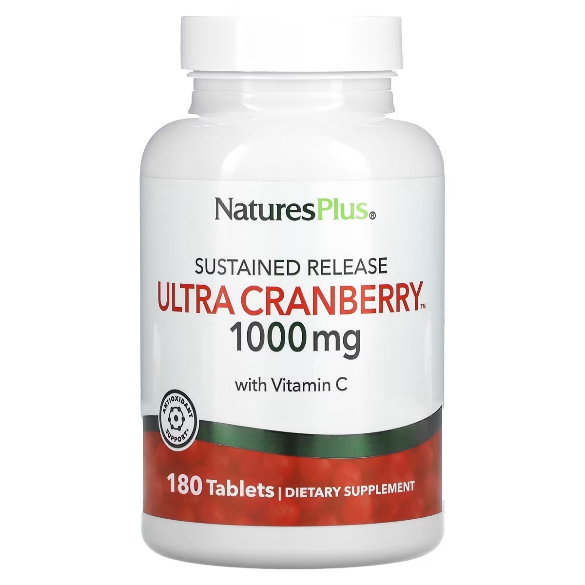 Ультра клюква Nature's Plus Ultra Cranberry с замедленным высвобождением 1000 мг 180 таблеток - фото 1