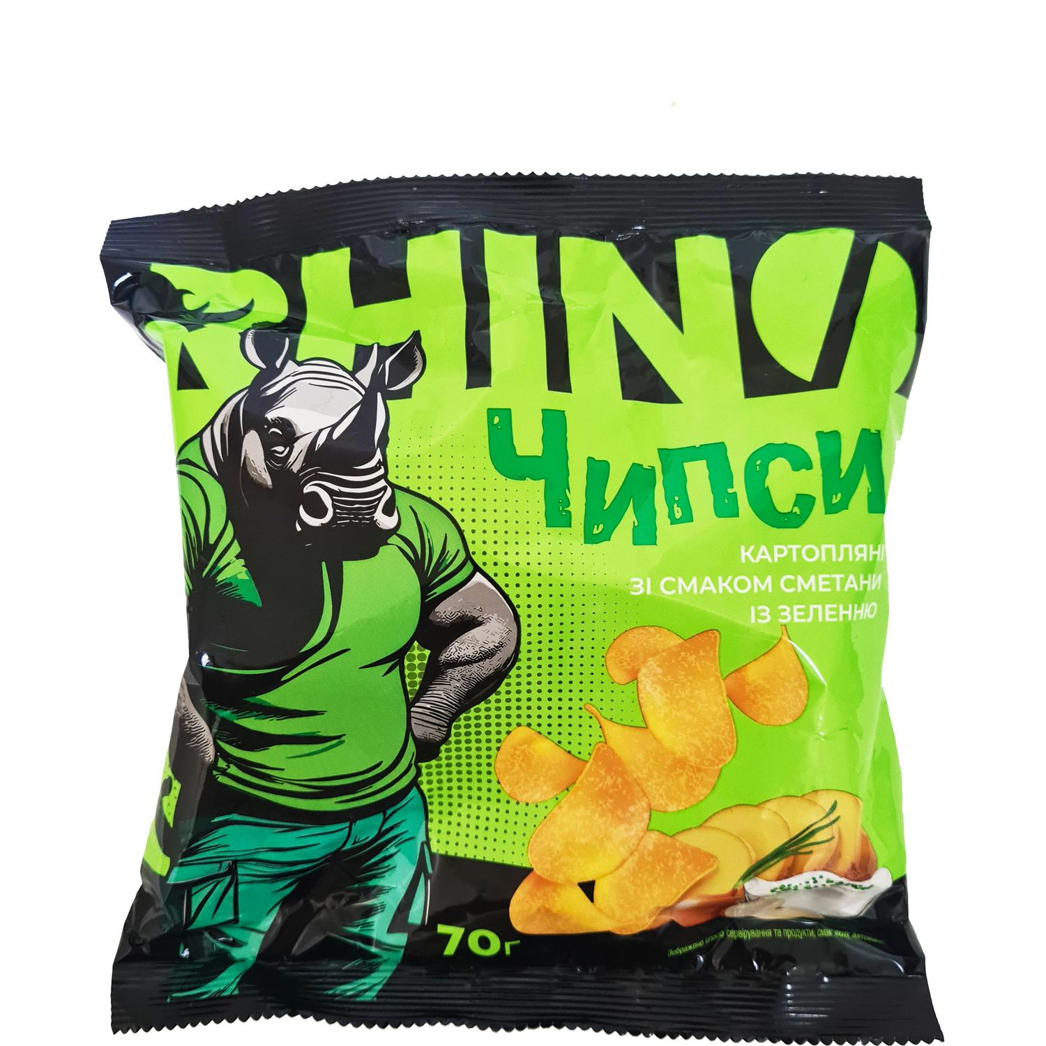 Чипсы Rhino картофельные со вкусом сметаны и зеленью 70 г - фото 1