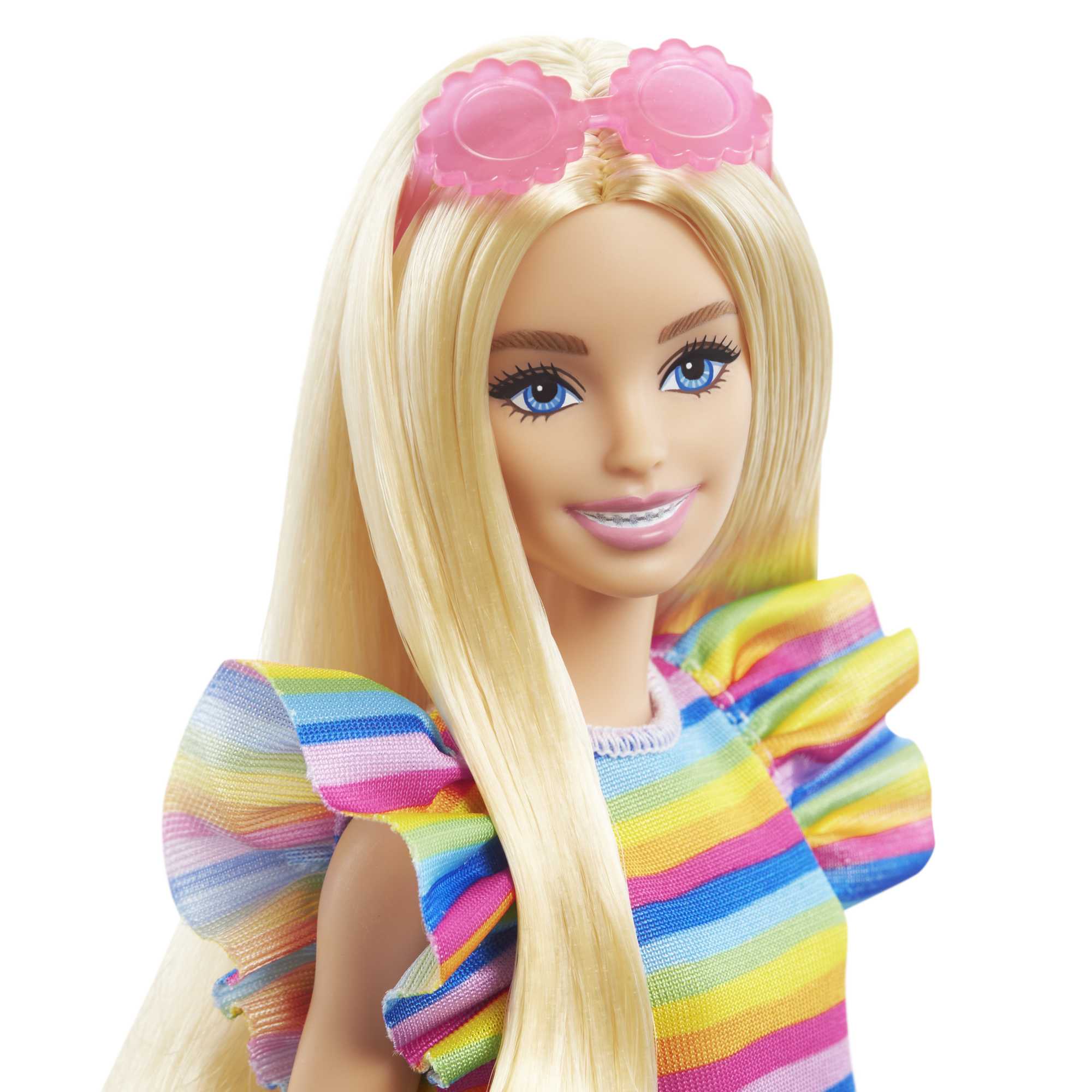 Кукла Barbie Модница с брекетами в полосатом платье (HJR96) - фото 4