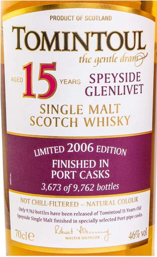 Виски Tomintoul Port Cask Finish 15 yo Single Malt Scotch Whisky 2006 46% 0.7 л в коробке - фото 4