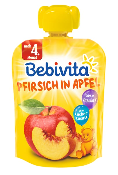 Фруктовое пюре Bebivita Pouch Персик-яблоко, 90 г - фото 1