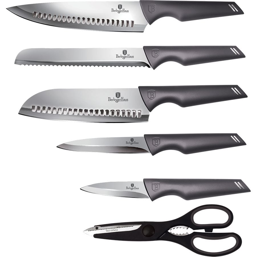 Набор ножей Berlinger Haus Metallic Line Carbon Pro Edition, серый (BH 2792) - фото 2