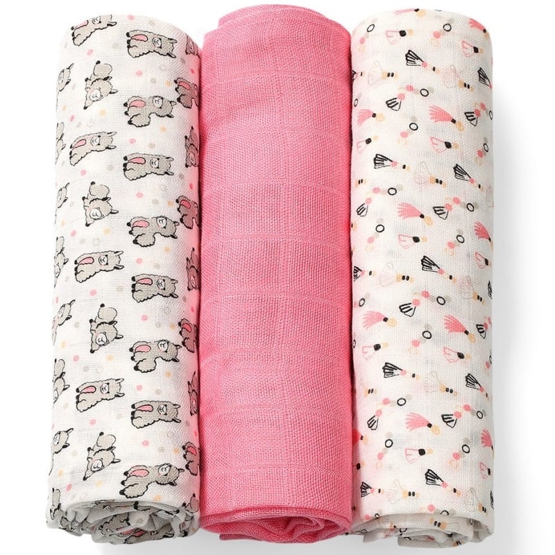 Многоразовые пеленки BabyOno, бамбуковое волокно, 70х70 см, розовый с белым, 3 шт. (397/01) - фото 1