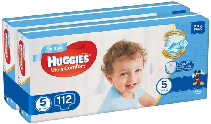 Набор подгузников для мальчиков Huggies Ultra Comfort 5 (12-22 кг), 112 шт. (2 уп. по 56 шт.) - фото 2