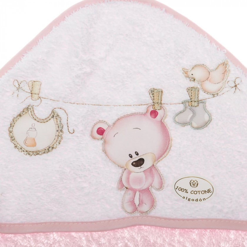 Полотенце с расческой и щеткой Interbaby Teddy, розовый (8100221) - фото 3