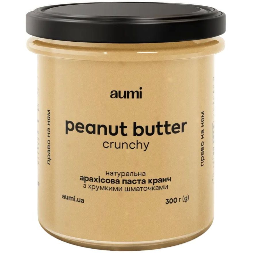 Паста арахісова Aumi Crunchy з хрумкими шматочками, 300 г (795214) - фото 1