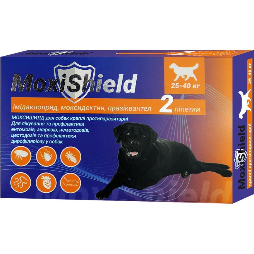 Капли противопаразитарные Fipromax MoxiShield для собак 25-40 кг 2 пипетки 4.5 мл - фото 1