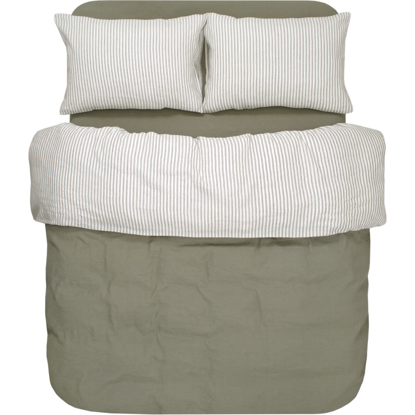 Комплект постільної білизни Lotus Home Karlin stripe linen євро хакі (svt-2000022333511) - фото 1