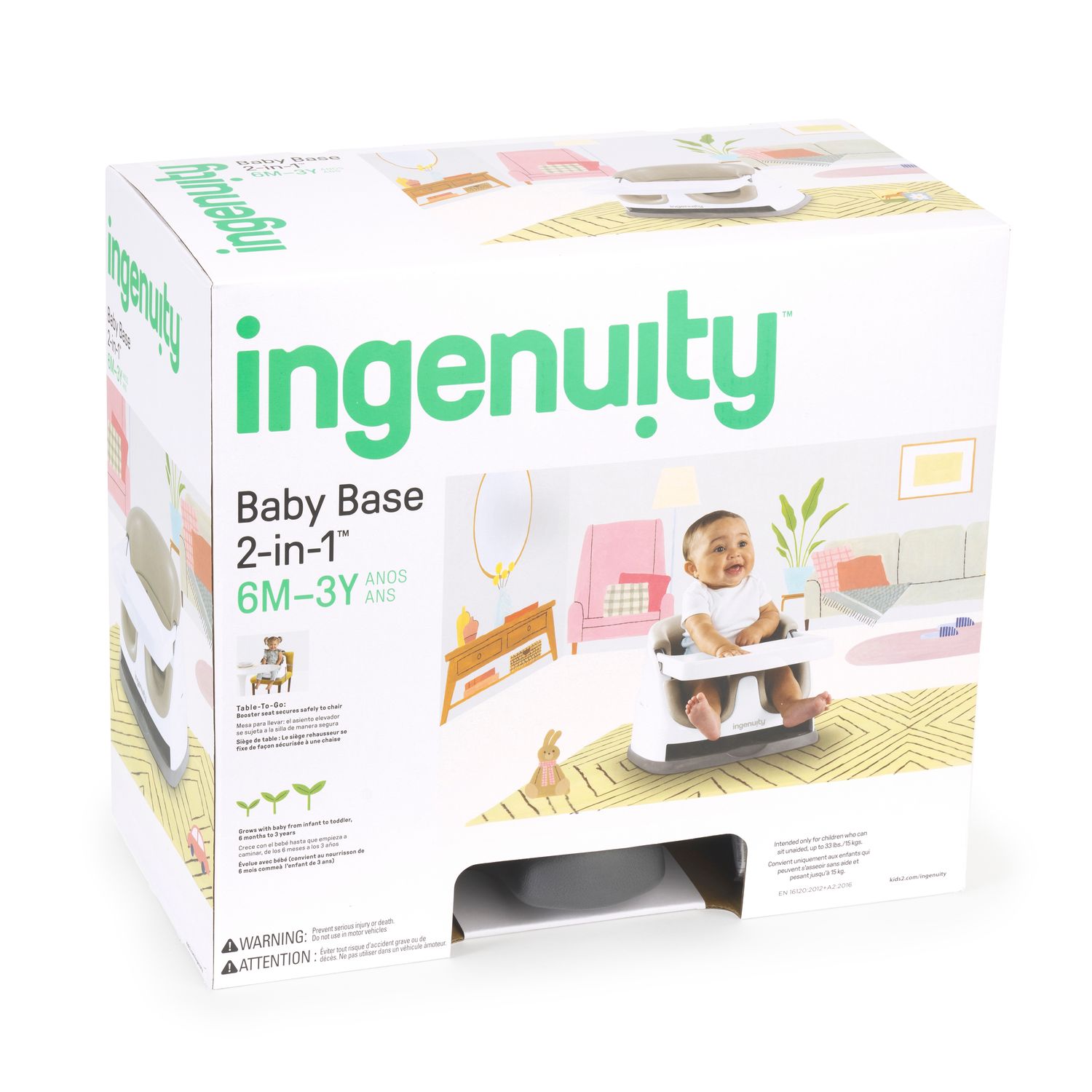 Стульчик-бустер для кормления 2 в 1 Ingenuity Baby Base, серый (11576) - фото 10