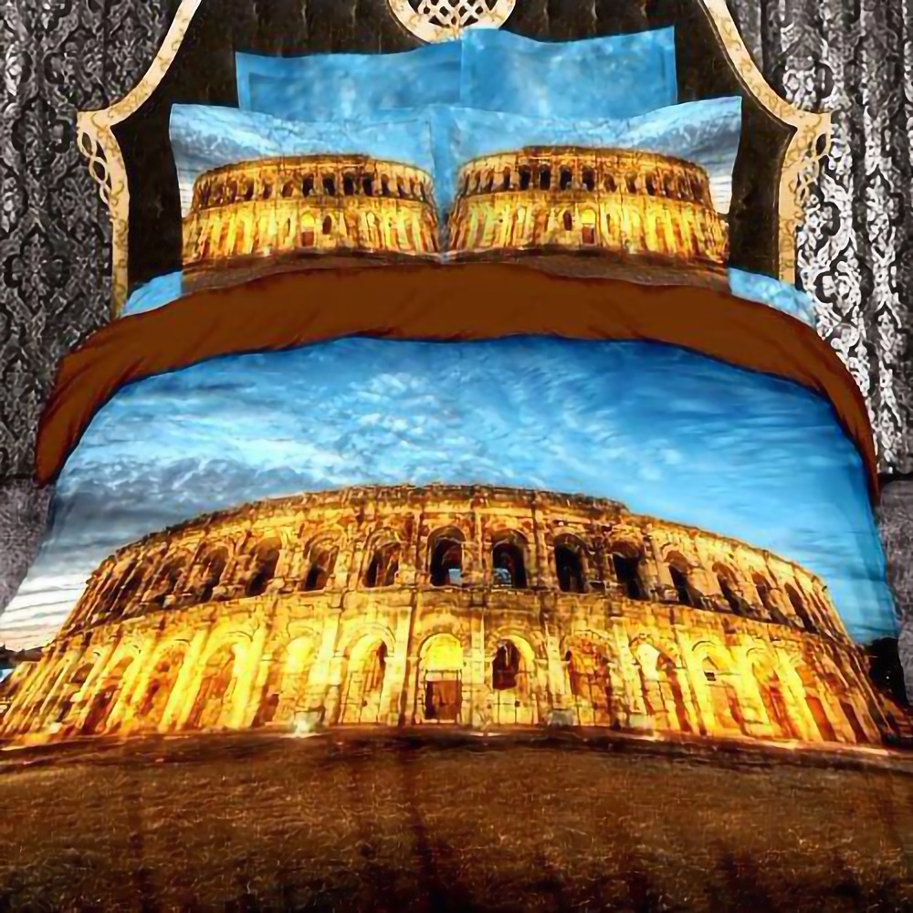 Комплект постельного белья Love You 3D Колизей CITY7, евростандарт, разноцветный (0187) - фото 1