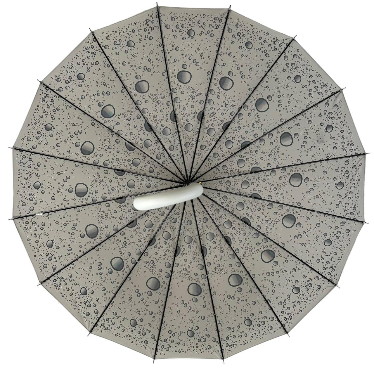 Жіноча парасолька-палиця напівавтомат Toprain 98 см сіра - фото 5