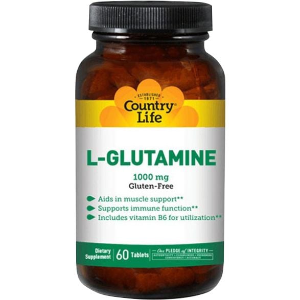 Аминокислота L-глютамин Country Life 1000 мг 60 таблеток - фото 1