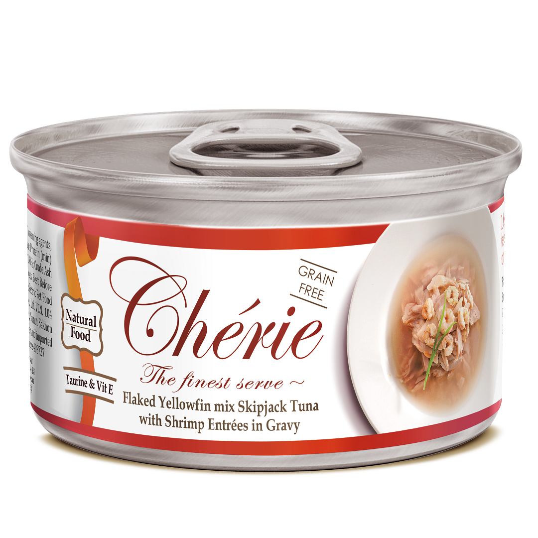 Вологий корм для котів Cherie Signature Gravy Mix Tuna&Shrimp, зі шматочками тунця та креветок у соусі, 80 г (CHS14305) - фото 1