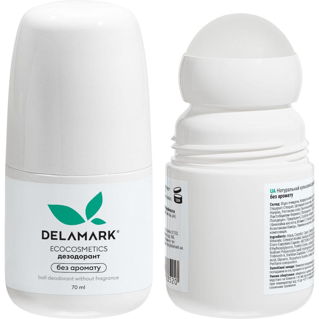 Натуральный шариковый дезодорант DeLaMark без аромата 70 мл - фото 1
