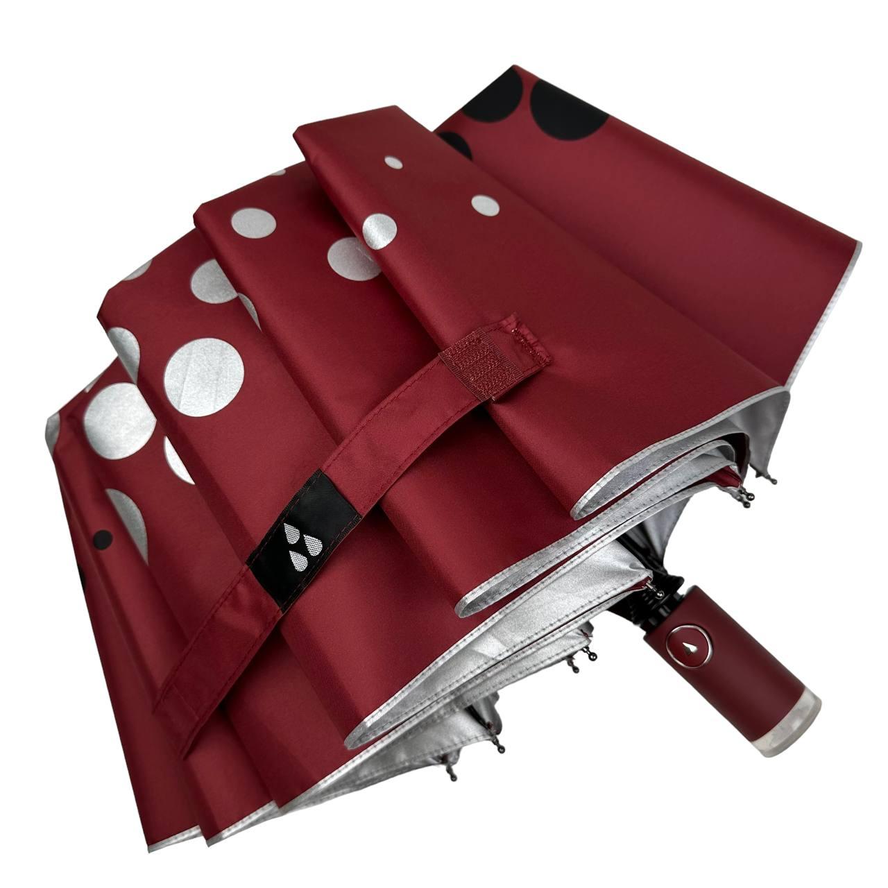 Жіноча складана парасолька напівавтомат Серебряный дождь 98 см бордова - фото 5