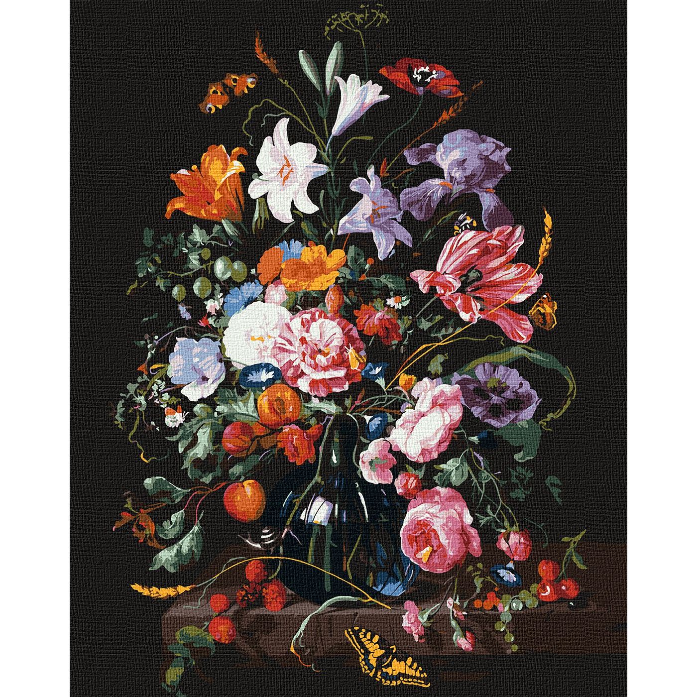 Набір для розпису по номерах Ідейка Ваза з квітами та ягодами, 40х50 см (KHO3208) - фото 1