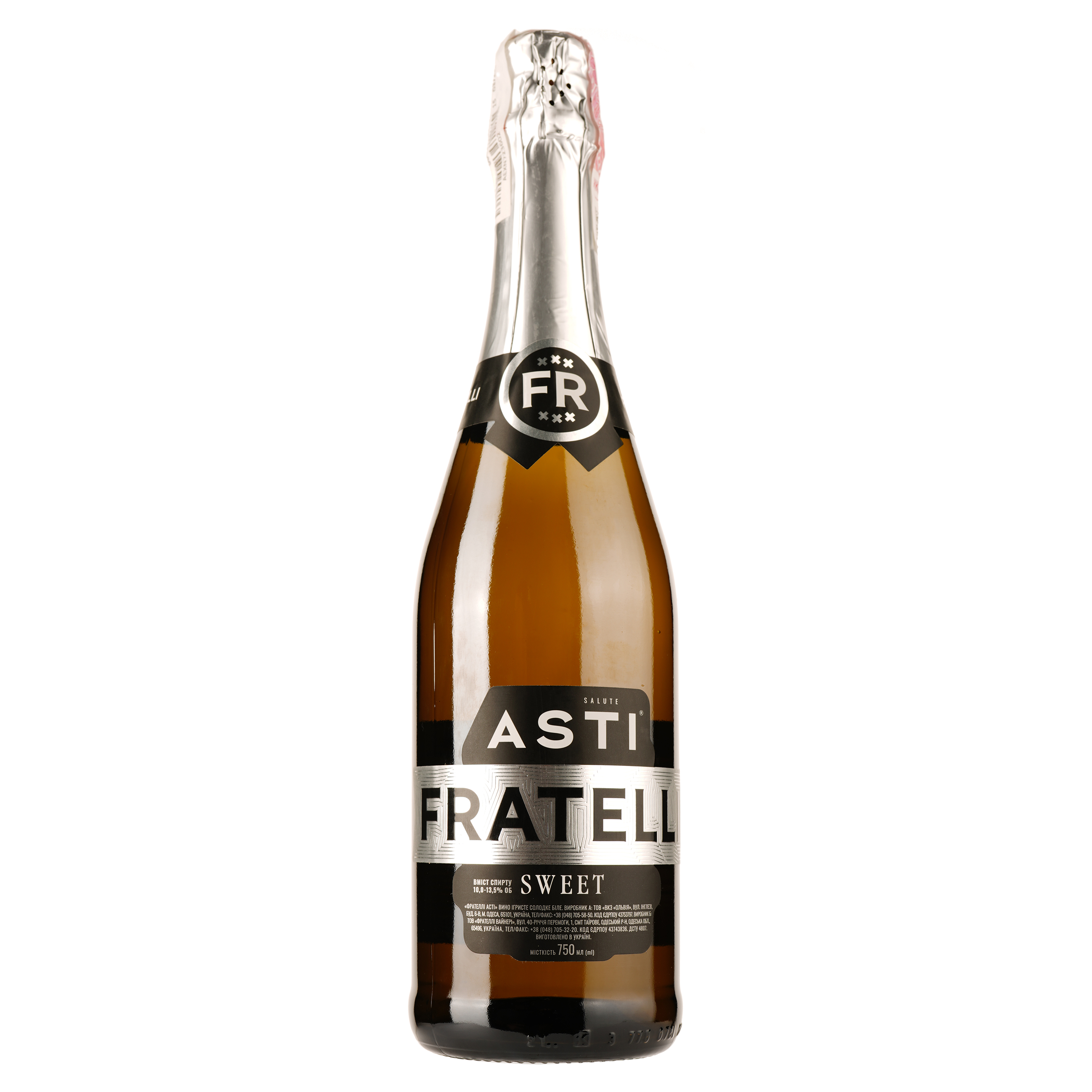 Игристое вино Fratelli Асти, белое, сладкое, 13,5%, 0,75 л - фото 1