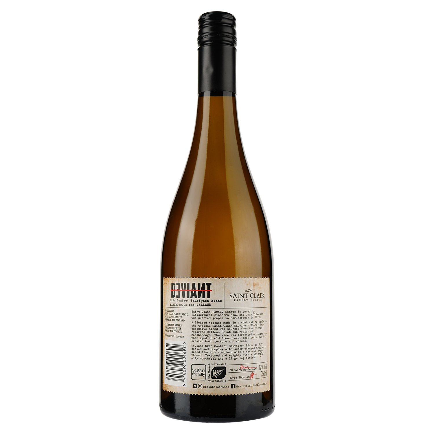 Вино Saint Clair Deviant Skin Marlborough Sauvignon Blanc 2020 біле сухе, 12%, 0,75 л - фото 2