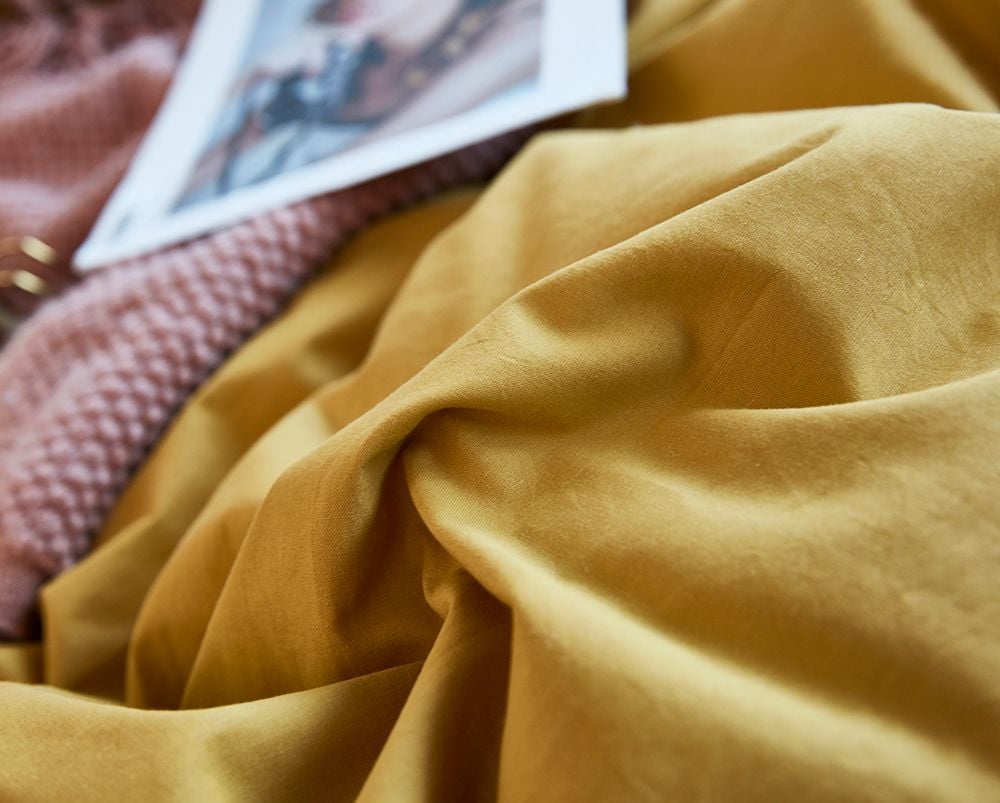 Комплект постельного белья Love You, вареный хлопок, евростандарт, оранжевый с серым (62024) - фото 2